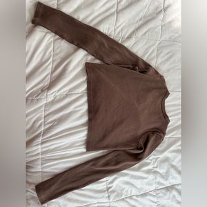 Brandy Melville long sleeve button down brown top